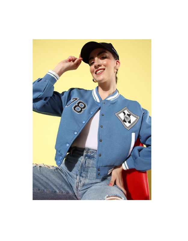The Lifestyle Co. Women Applique Varsity Jacket