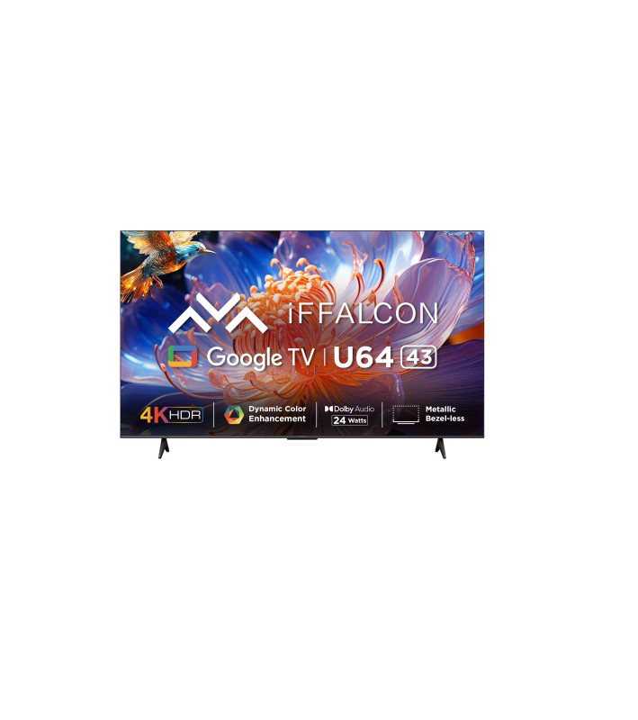 iFFALCON by TCL U64 108 cm (43 inch) Ultra HD (4K) LED Smart Google TV with 24W Dolby Audio, HDR10  (iFF43U64)